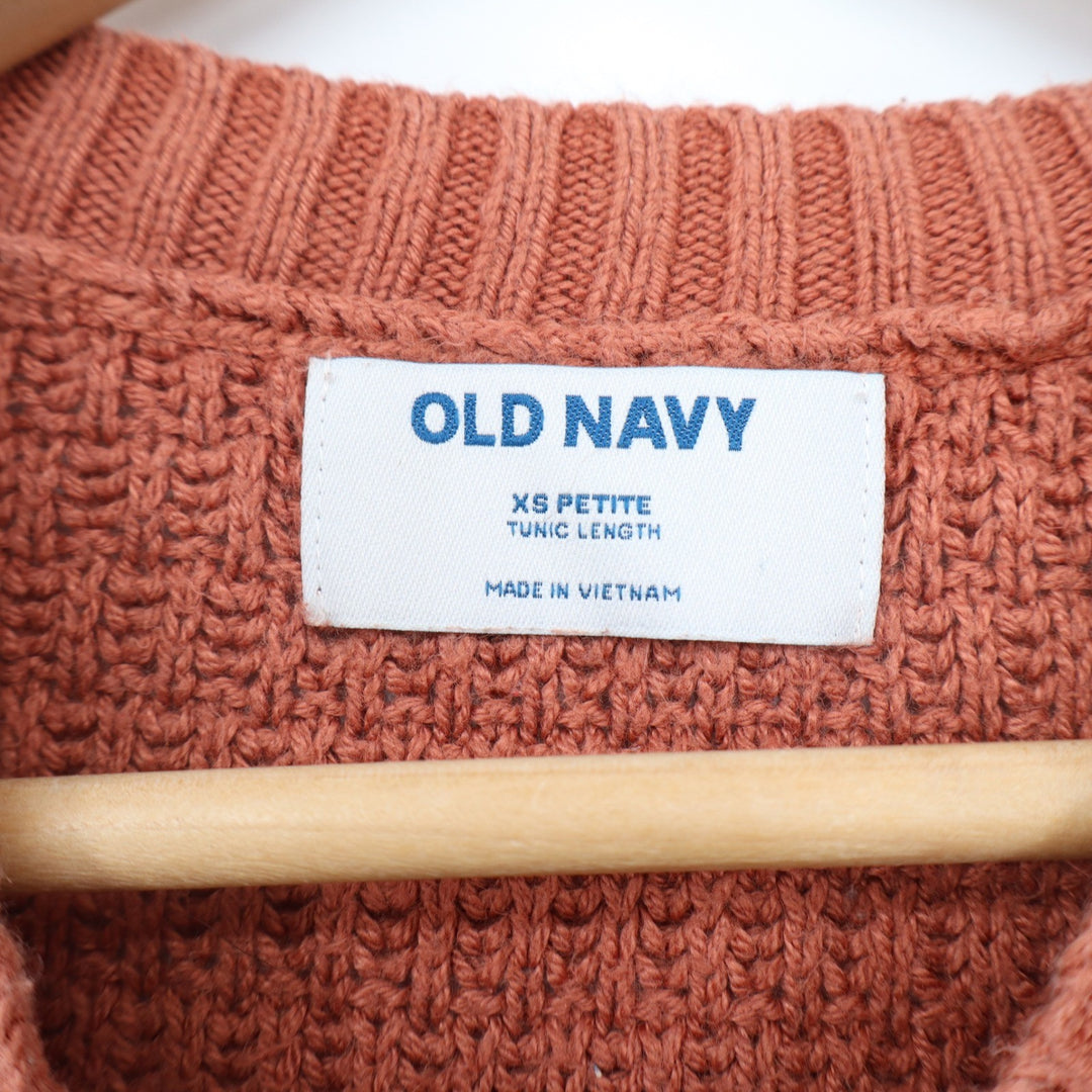 Old Navy Womens XS Petite Terracotta Coral Textured Knit Tunic Sweater Cotton