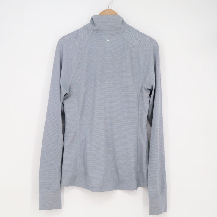 Old Navy Active Womens Full Zip Jacket Blue Micro Stripe Thumbholes Size L