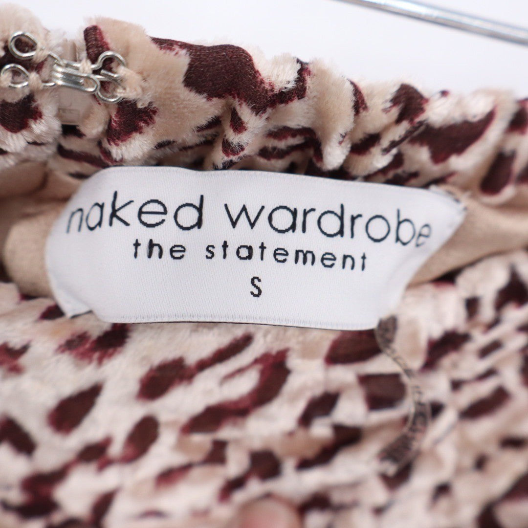 Naked Wardrobe The Statement Leopard Print Draped Ruffle Mini Skirt S