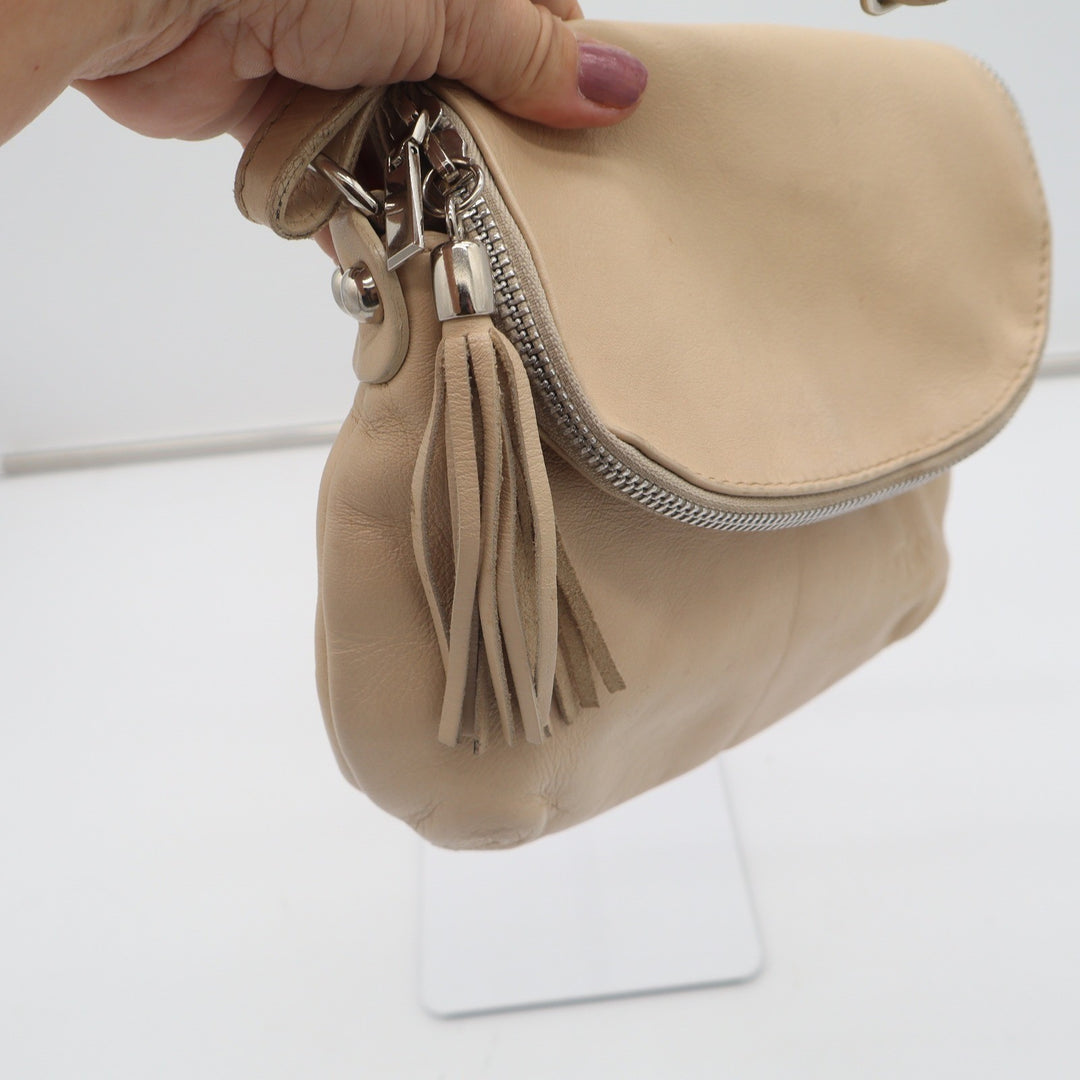Toro Firenze Beige Italian Leather Crossbody Bag Tassel Small Shoulder Bag