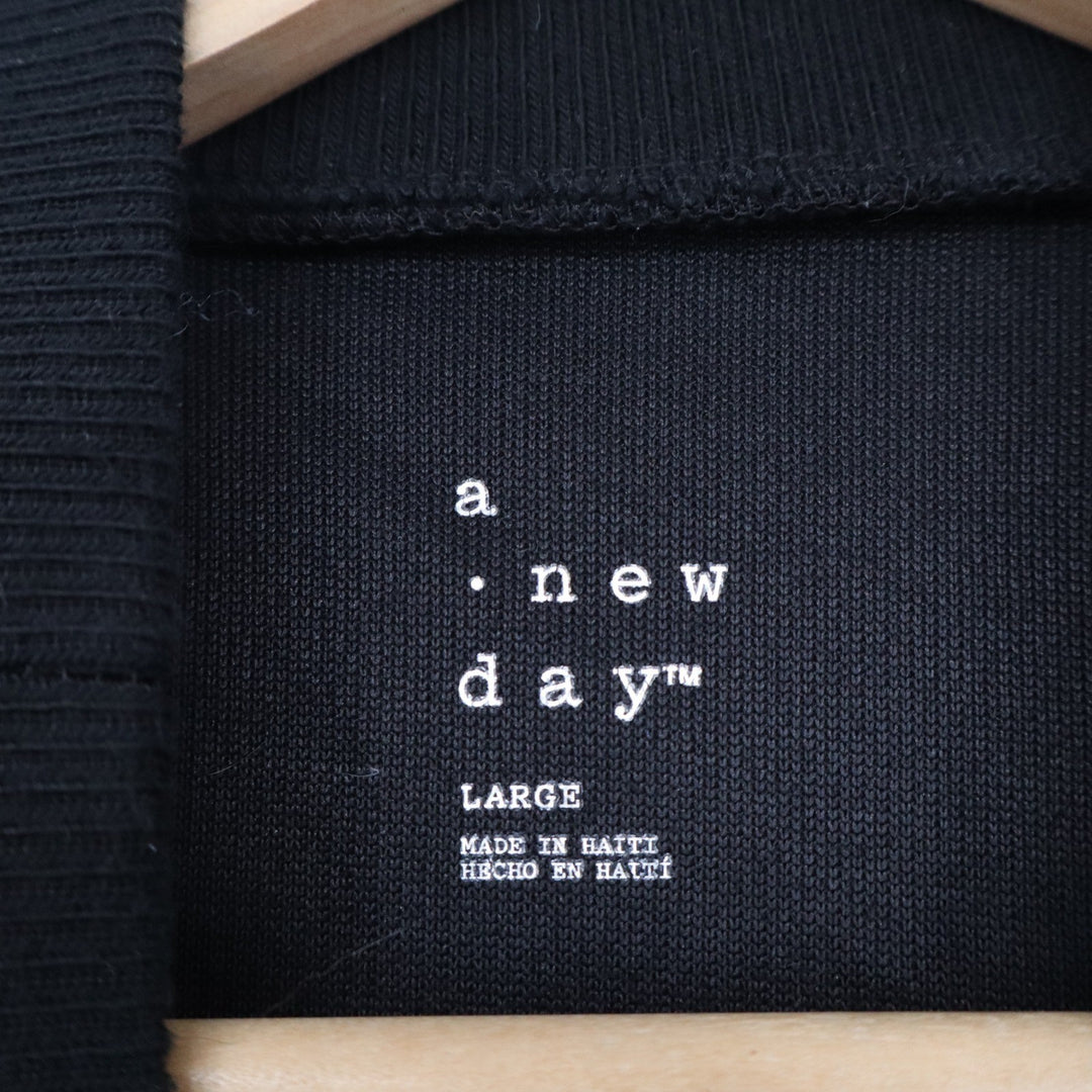 A New Day Black Ribbed Mock Neck Sleeveless Tank Top Large