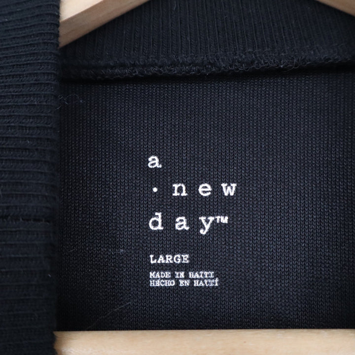 A New Day Black Ribbed Mock Neck Sleeveless Tank Top Large