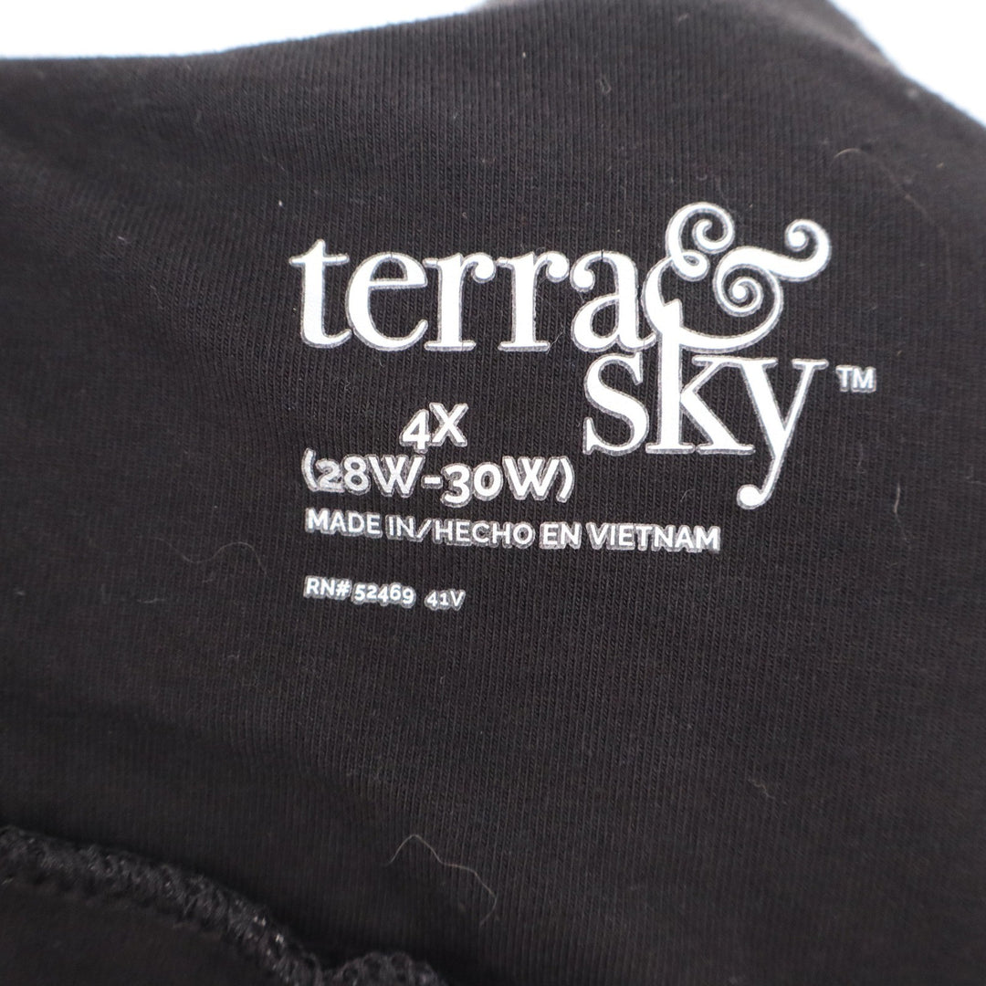 Terra & Sky Women's 4X Black Pull On Leggings High Rise Cotton Stretch Pants