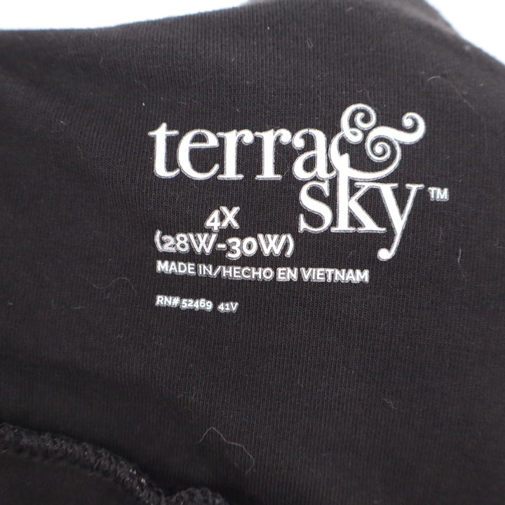 Terra & Sky Women's 4X Black Pull On Leggings High Rise Cotton Stretch Pants