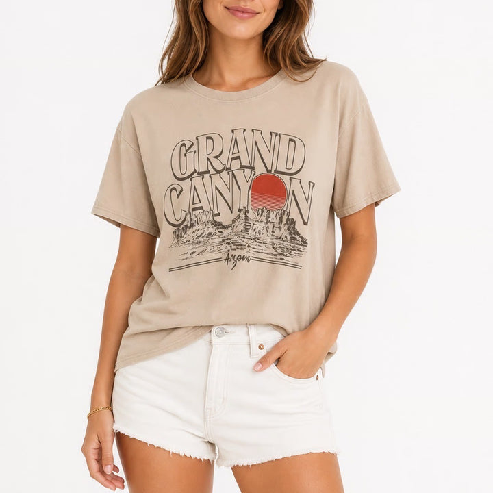 Time and Tru Grand Canyon Arizona Graphic T-Shirt Tan Beige Large L 12-14
