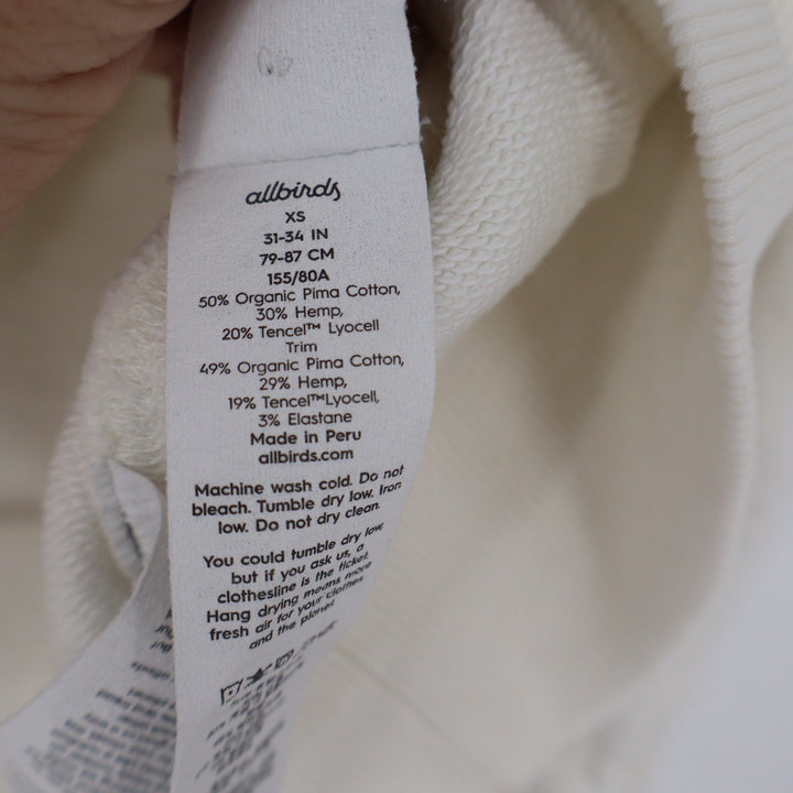 Allbirds Womens R&R Sweatshirt Cream White Organic Cotton Hemp XS