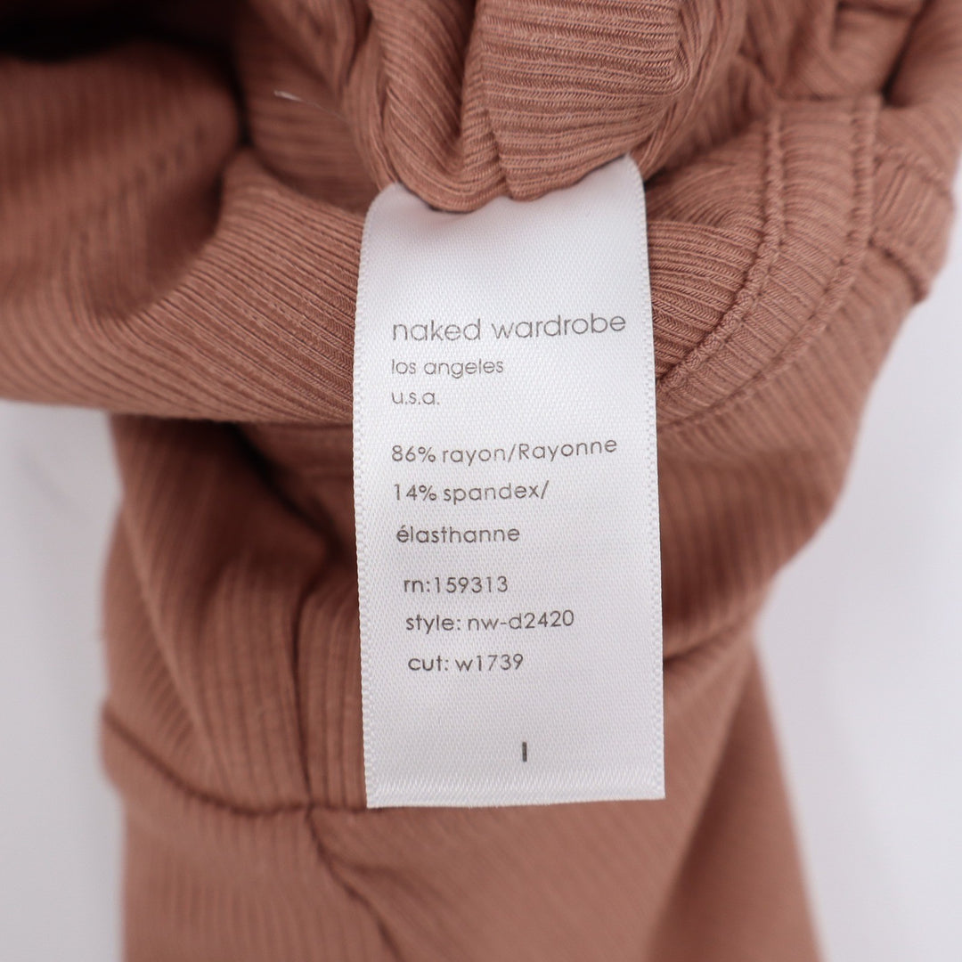 Naked Wardrobe Ribbed Corset Bodycon Midi Dress Terracotta Mauve Size L