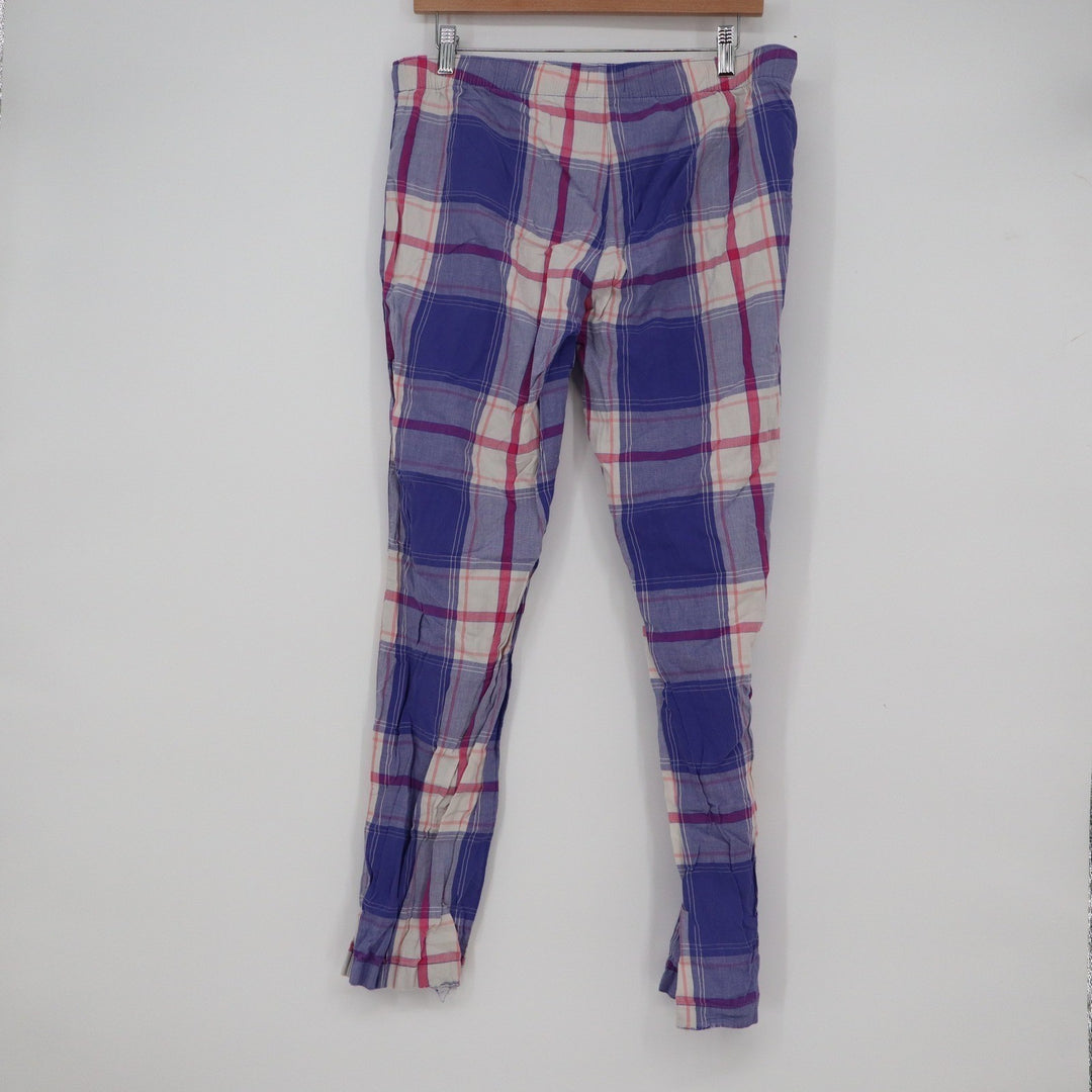 Old Navy Womens Purple Pink Plaid Cotton Pajama Pants Size M Drawstring Relaxed
