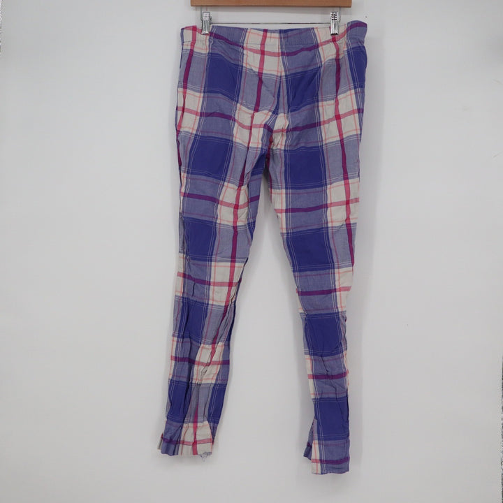 Old Navy Womens Purple Pink Plaid Cotton Pajama Pants Size M Drawstring Relaxed