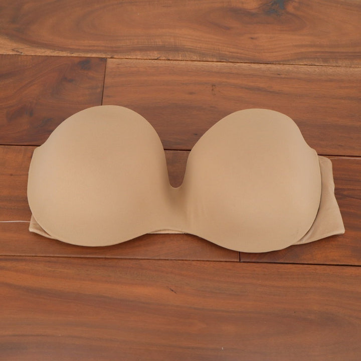 Warners Strapless Bra Womens 36B Beige Nylon Stretch Full Coverage Padded Cups