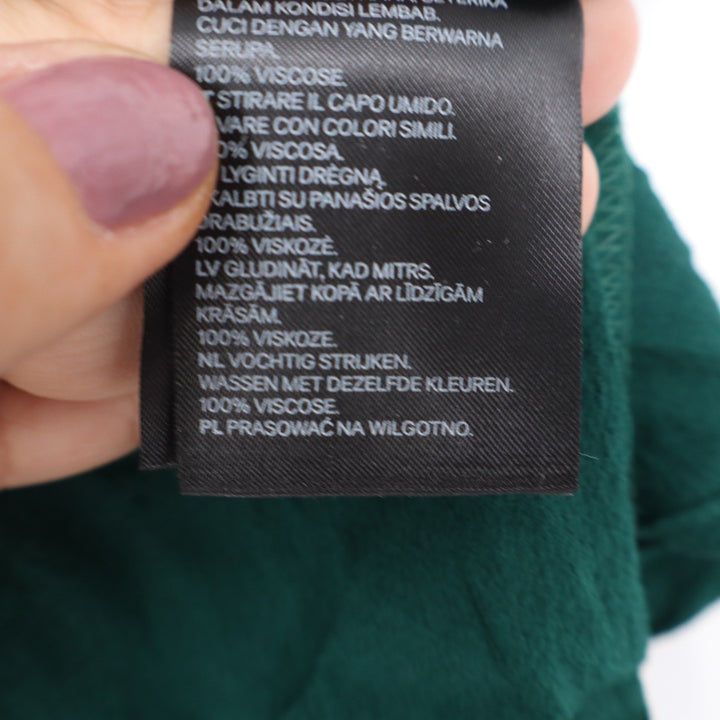 HM Forest Green Short Sleeve Viscose Blouse Keyhole Back Size 6