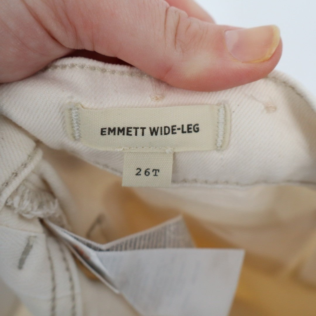 Madewell Emmett Wide Leg Jeans Womens 26T White Denim Cotton Stretch Outdoor