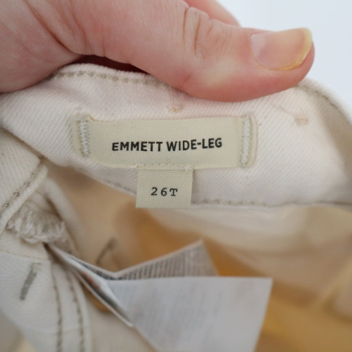 Madewell Emmett Wide Leg Jeans Womens 26T White Denim Cotton Stretch Outdoor