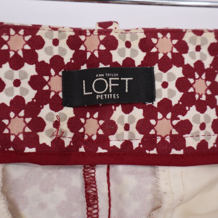 LOFT Pants Womens 6P Marisa Skinny Burgundy Geometric Floral Stretch Excellent