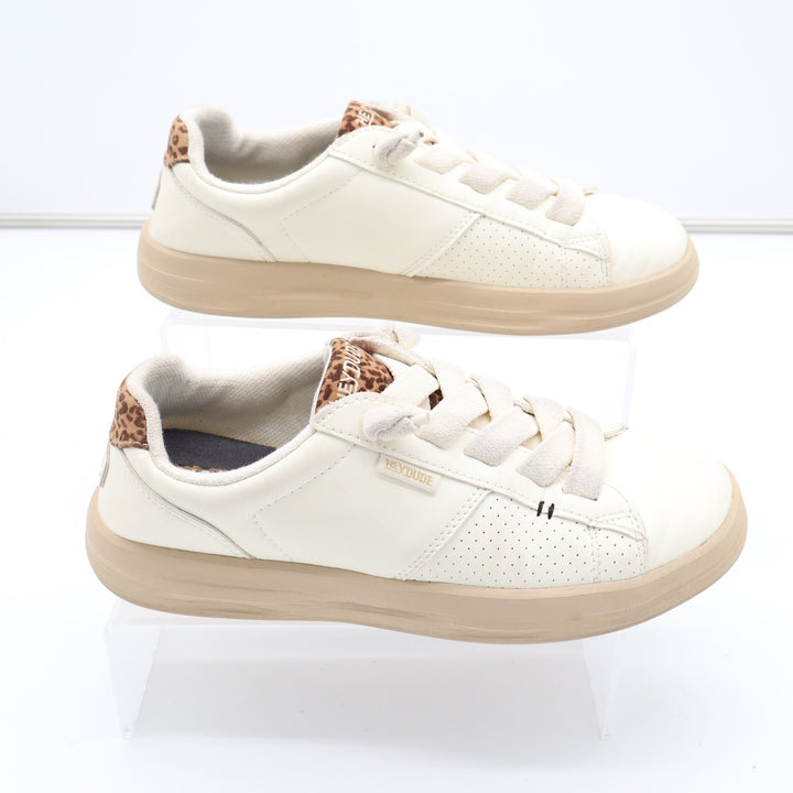 Hey Dude Karina Duo Classic Sneakers Egret Multi Leopard Print Women Size 8