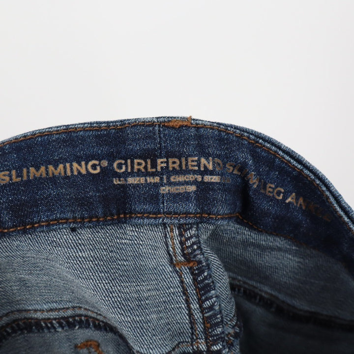 Chico's So Slimming Girlfriend Slim Leg Ankle Jeans Women 14R Blue Denim Outdoor