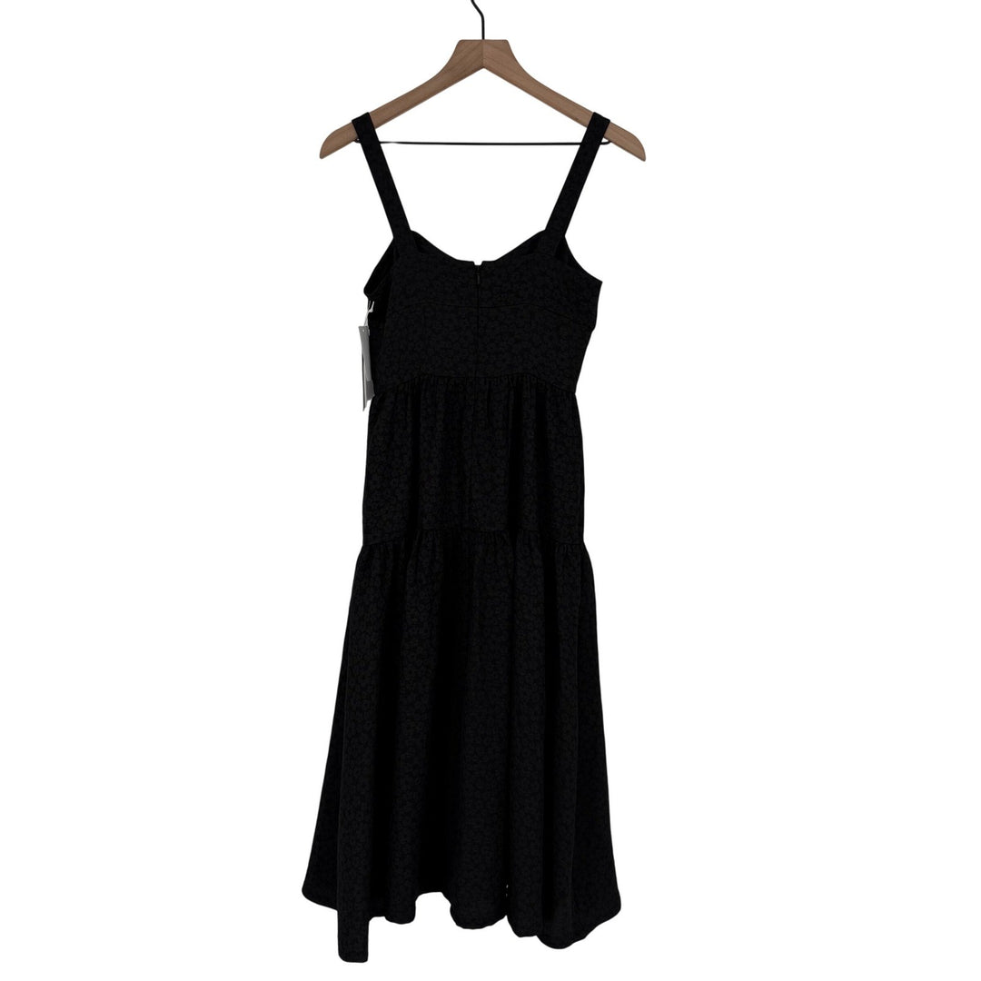 Chelsea 28 Black Textured Jacquard Tiered Midi Dress Size XS