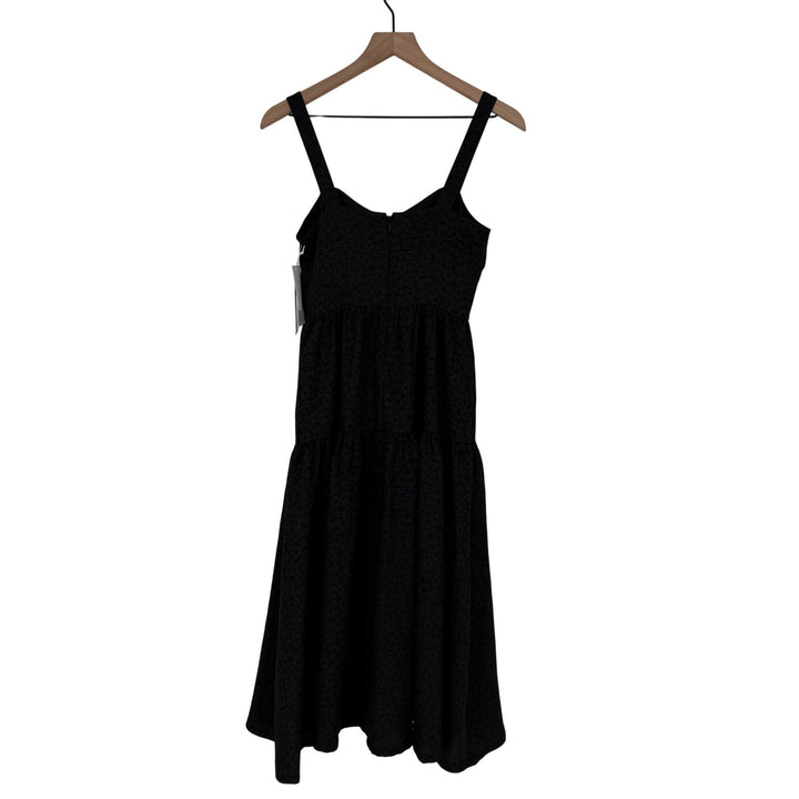 Chelsea 28 Black Textured Jacquard Tiered Midi Dress Size XS