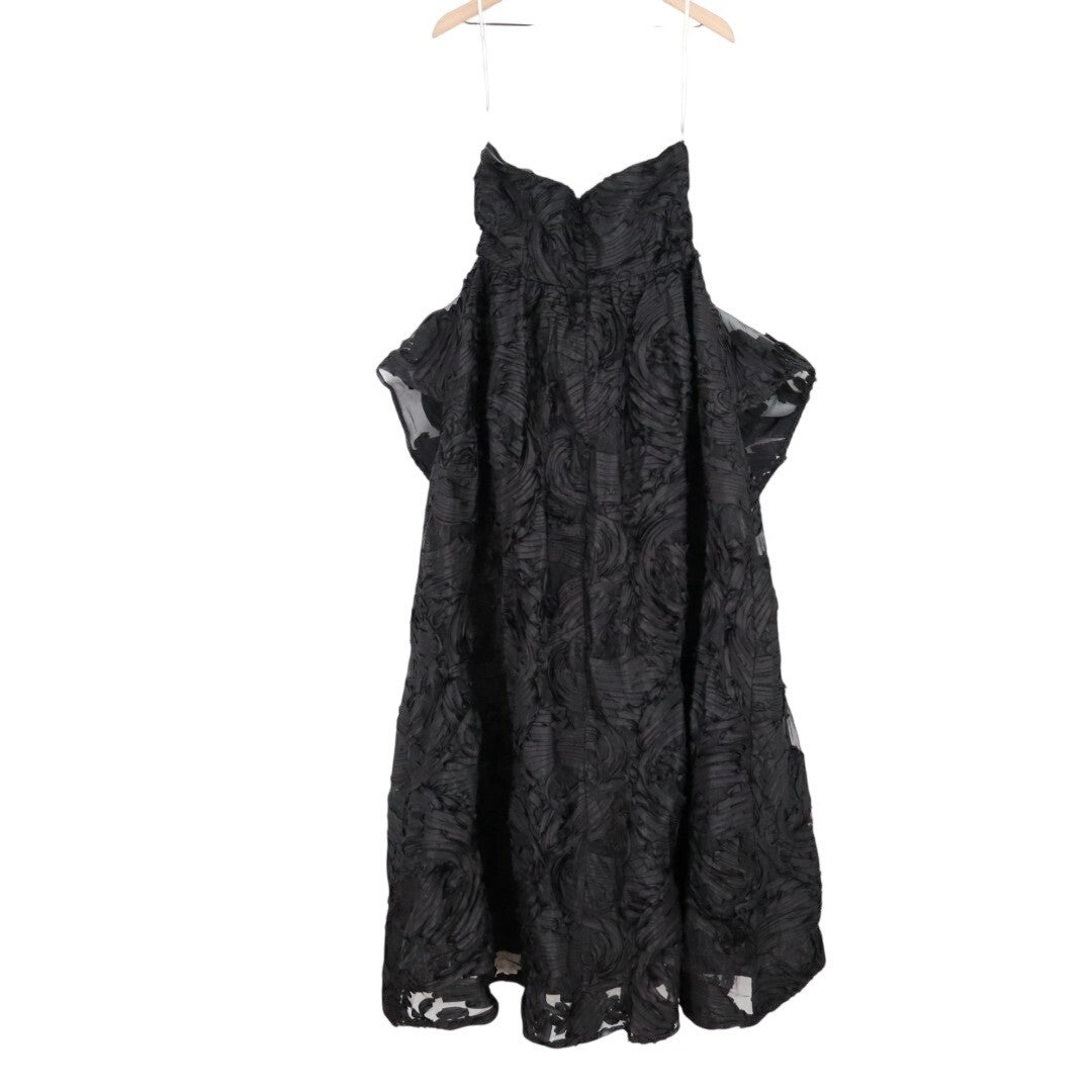 Lulus Majestic Glam Maxi Dress Womens M Black Lined Strapless Textured High-Low