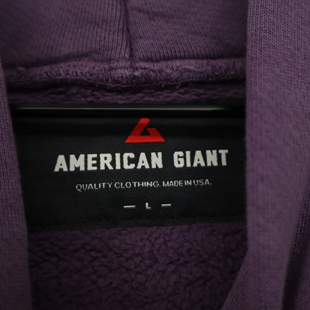 American Giant American Vintage Hoodie Unisex L Purple Cotton Kangaroo Pocket