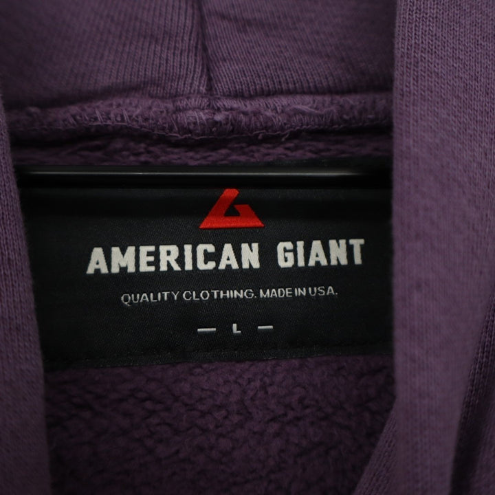 American Giant American Vintage Hoodie Unisex L Purple Cotton Kangaroo Pocket