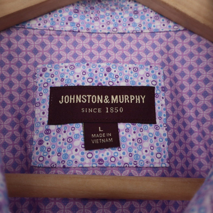 Johnston & Murphy Mens Purple Geometric Print Cotton Button Down Shirt Large L