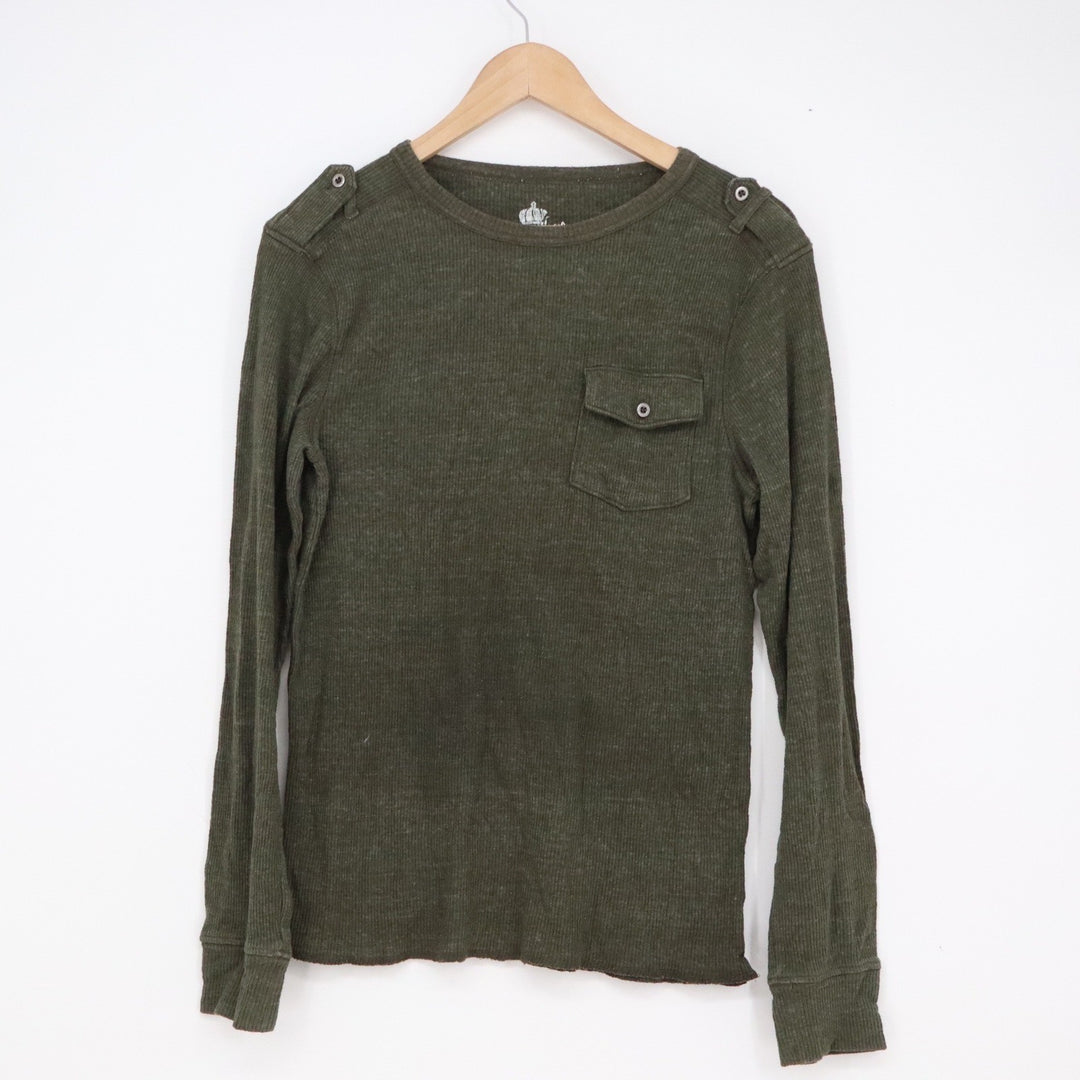 Helix Mens Olive Green Thermal Long Sleeve Shirt Military Epaulet Small