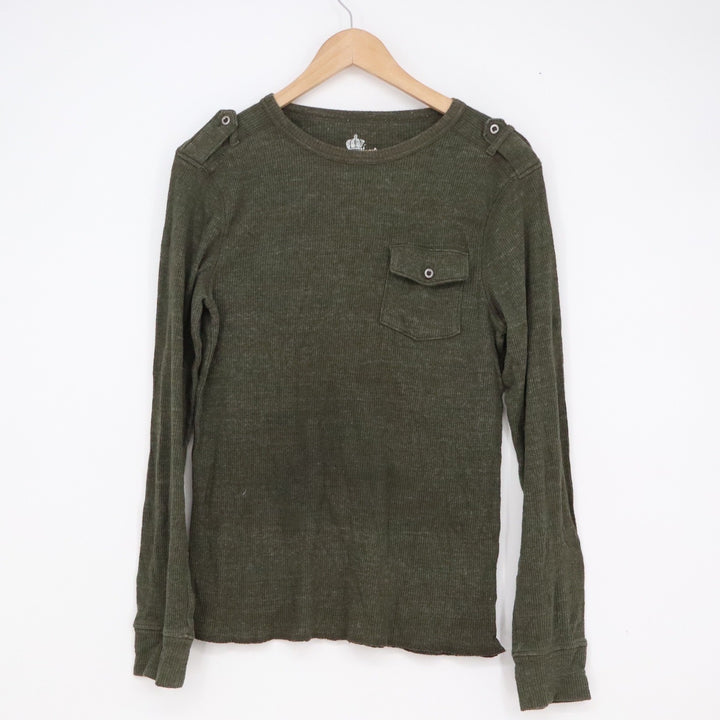 Helix Mens Olive Green Thermal Long Sleeve Shirt Military Epaulet Small