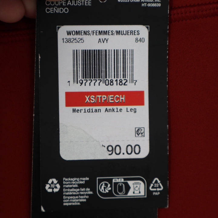 Under Armour Meridian Ankle Leggings Dark Red High Rise Pockets Womens XS