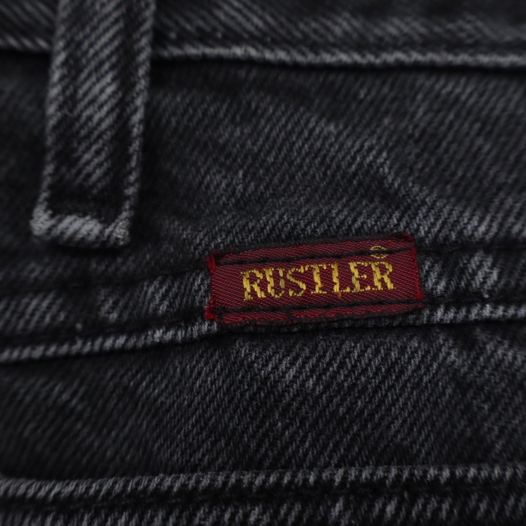 Rustler Mens Regular Fit Straight Leg Black Denim Jeans 36x32 Faded