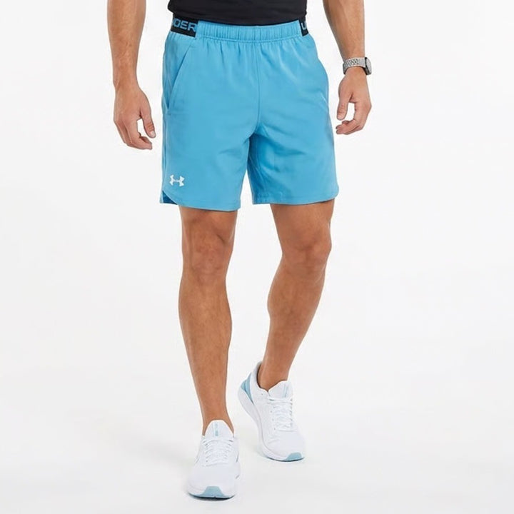 Under Armour Mens Fitted Blue Athletic Training Shorts Size Small 6 Inch Inseam