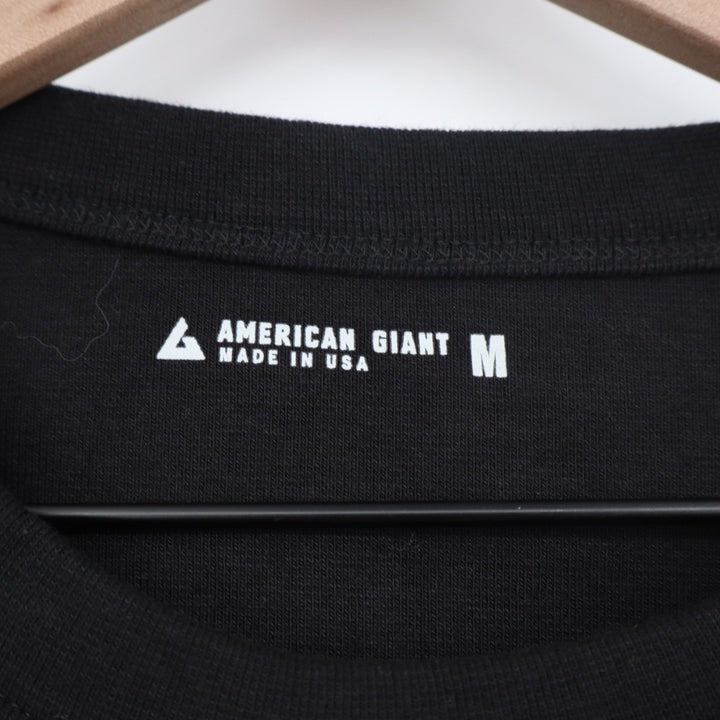 American Giant Mens Black Crew Neck T Shirt Size M Made in USA Cotton Blend