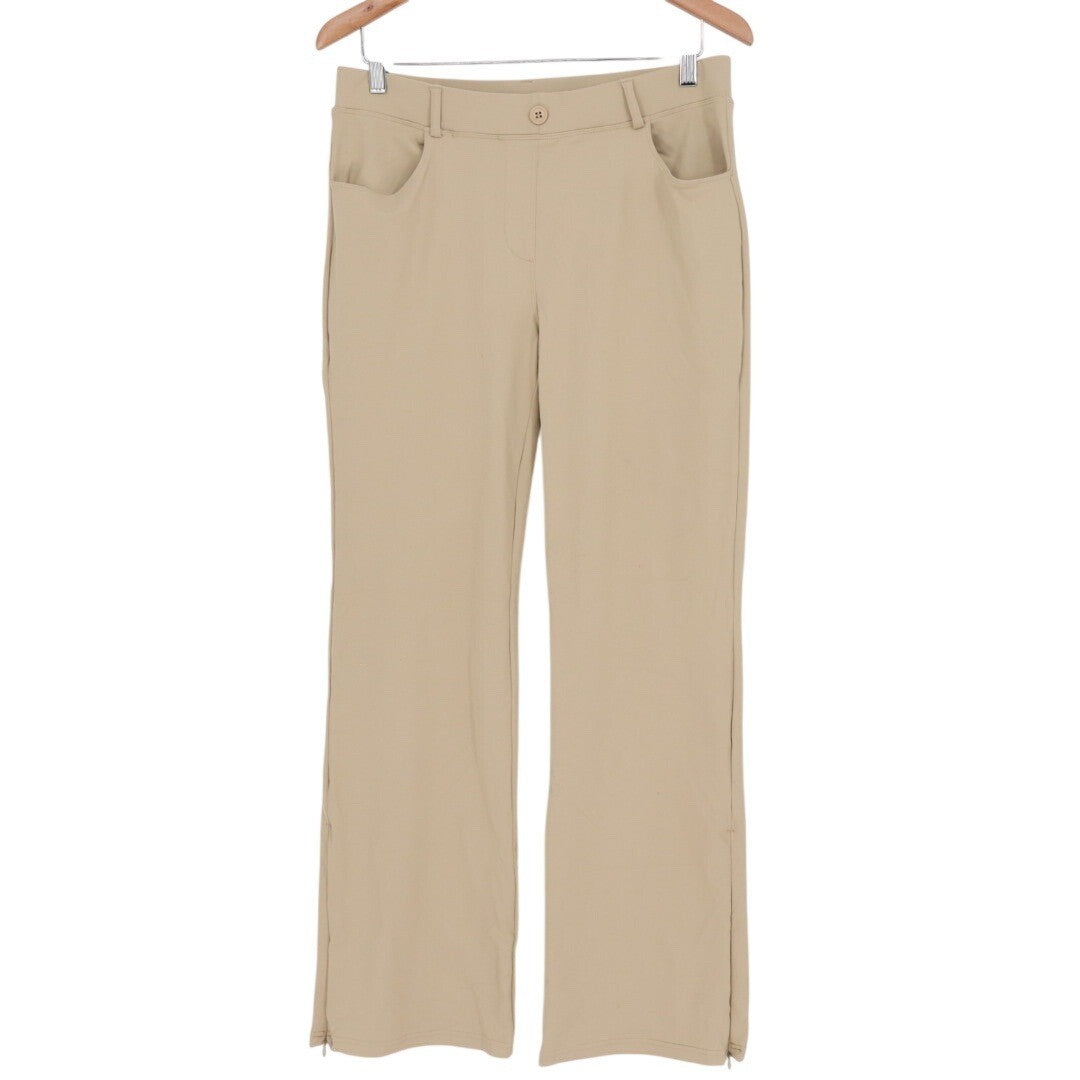 EWEDOOS Khaki Straight Leg Zipper Ankle Pants Comfort Stretch Size Large