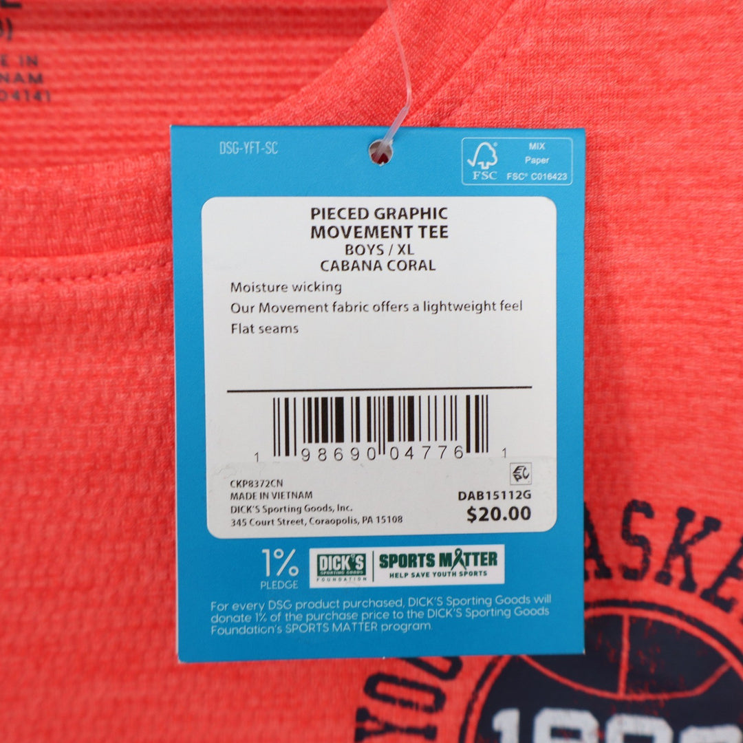 DSG Boys Pieced Graphic Movement Tee Cabana Coral Navy XL 18 Basketball 1989 NWT