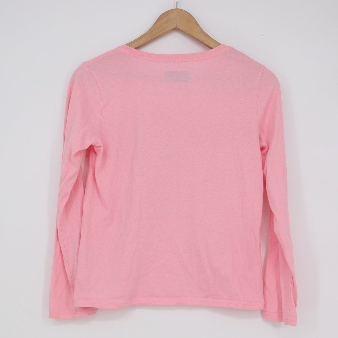 Eddie Bauer Kids Pink Yoga In The Woods Bear Graphic Long Sleeve Tee L 14/16