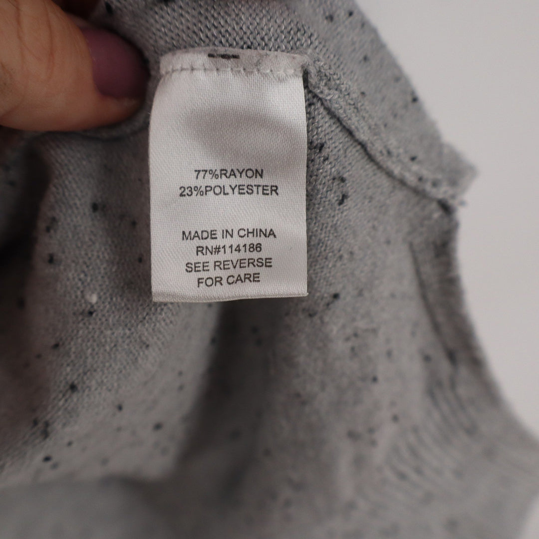Peyton Primrose Womens Large Heather Grey Speckled Longline Cardigan Sweater L