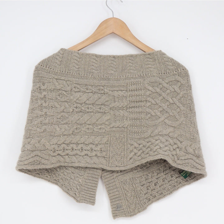 Lauren Ralph Lauren Lambswool Rabbit Hair Cable Knit Toggle Poncho One Size