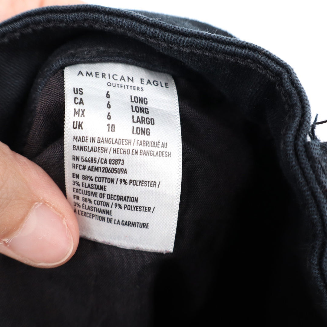 American Eagle Outfitters Jeans Womens 6 Long Black Denim Cotton Stretch Skinny