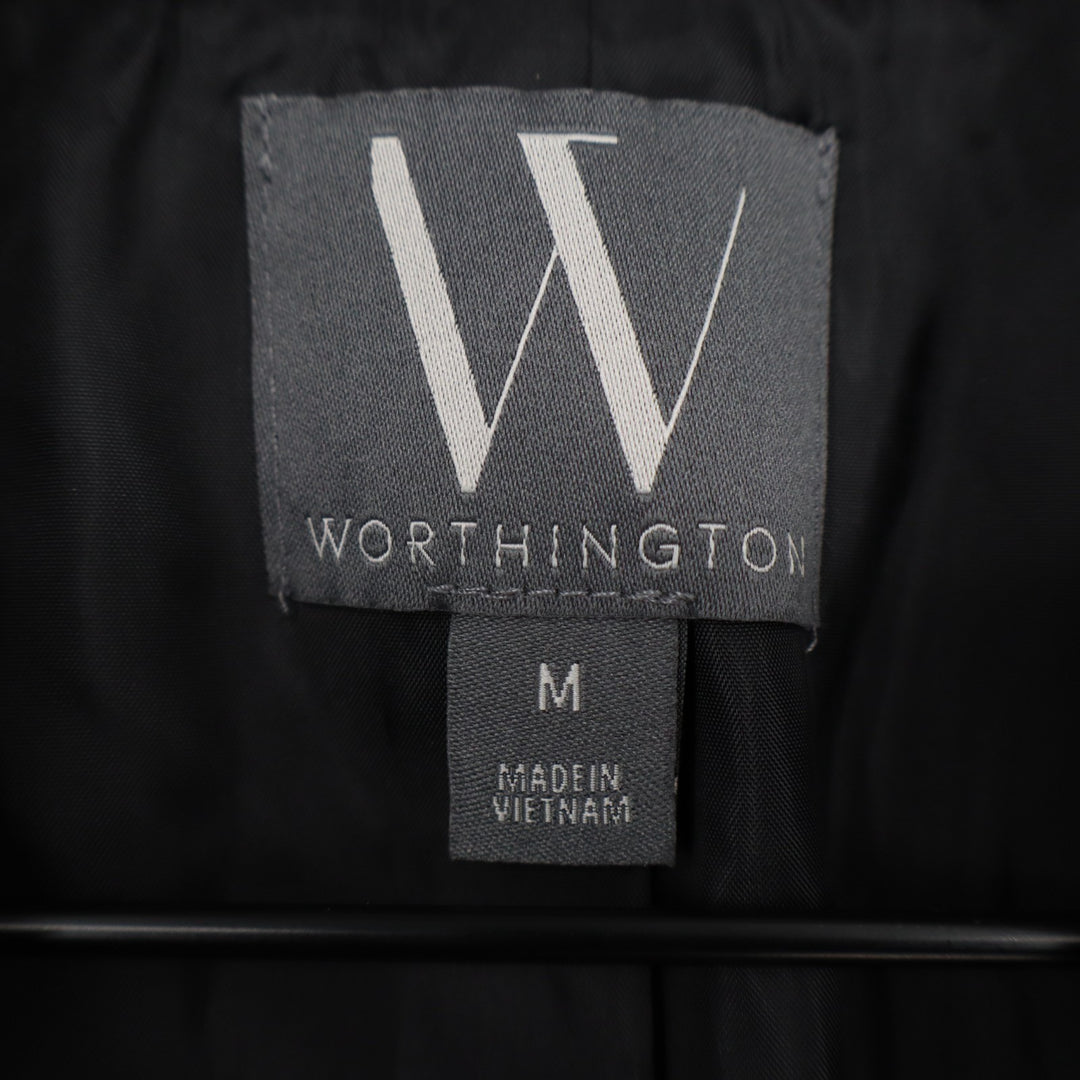 Worthington Blazer Jacket Womens Medium Black White Sequins Tweed Classic Fit