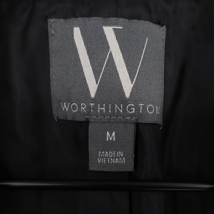 Worthington Blazer Jacket Womens Medium Black White Sequins Tweed Classic Fit