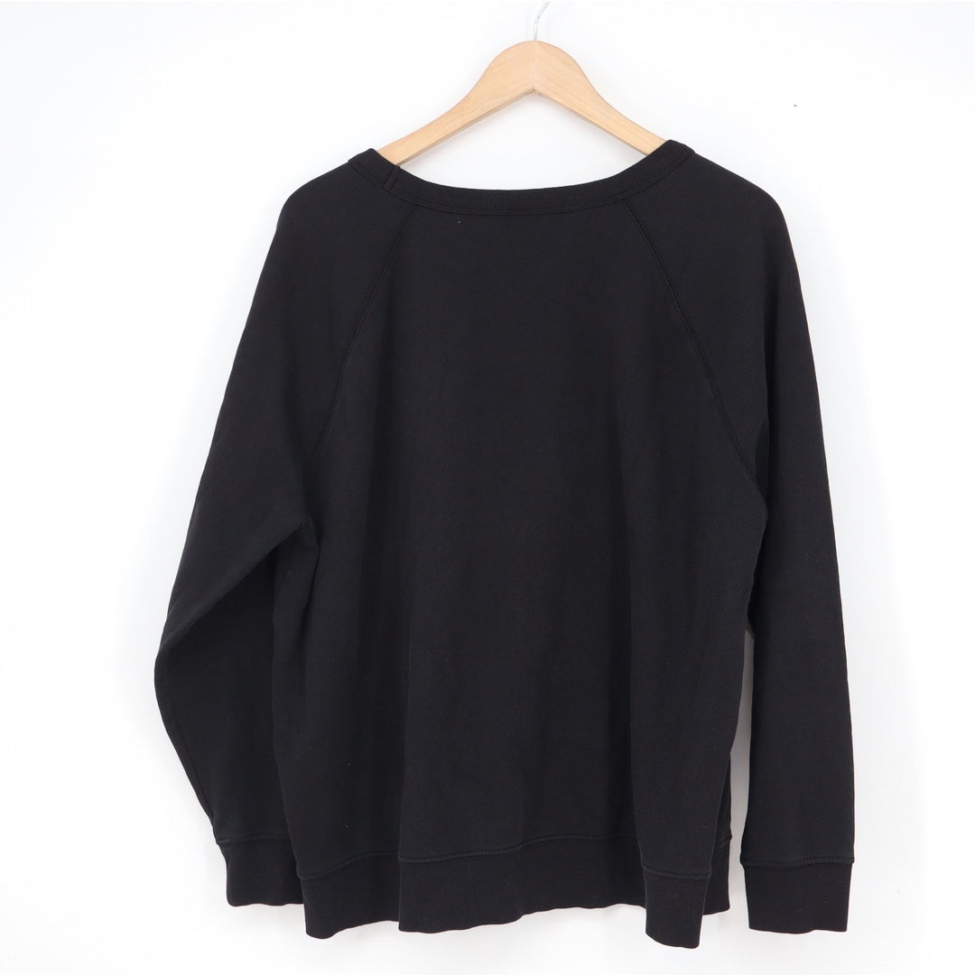 Old Navy Women's XL Black Crewneck Sweatshirt Raglan Sleeve V-Stitch Pullover