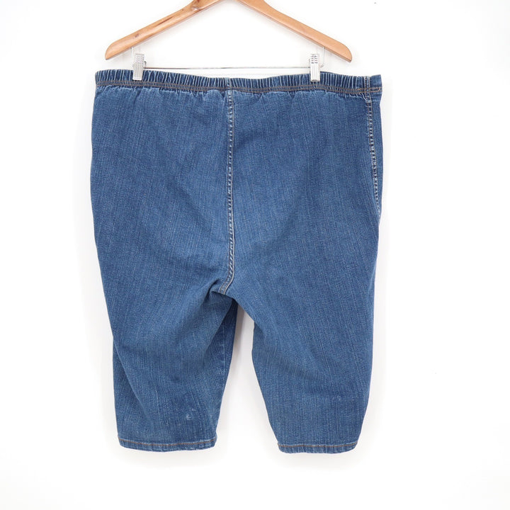 White Stag Womens Plus 22/24 Blue Denim Capri Pants Elastic Waist Stretch