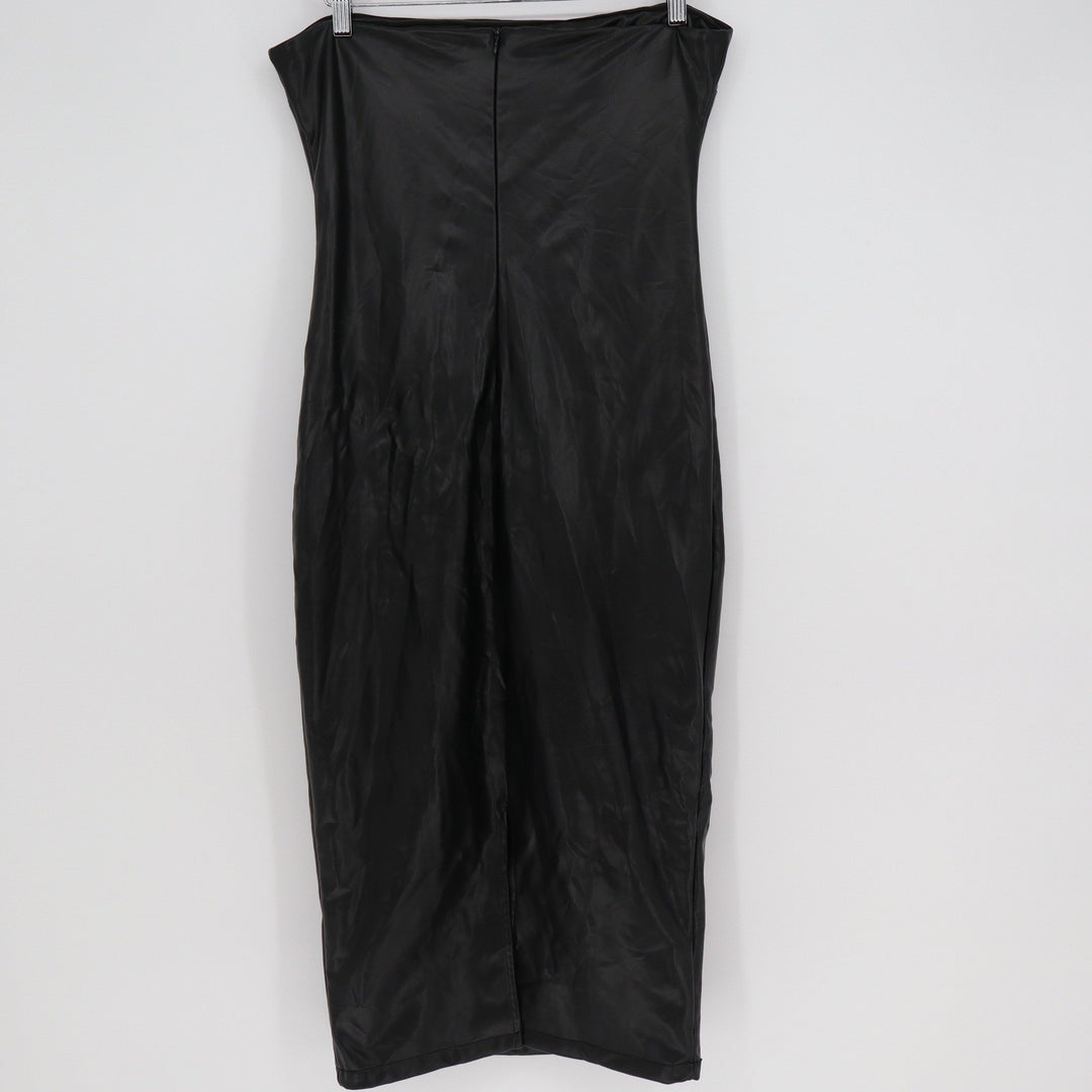 Forever 21 Faux Leather Strapless Midi Tube Dress Black XL Edgy Night Out