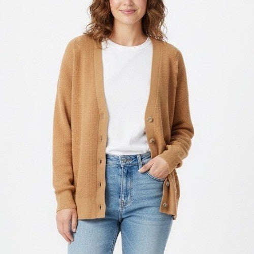 Babaton Cardigan Sweater Womens XS Rust Ribbed Knit Button Front Long Sleeve