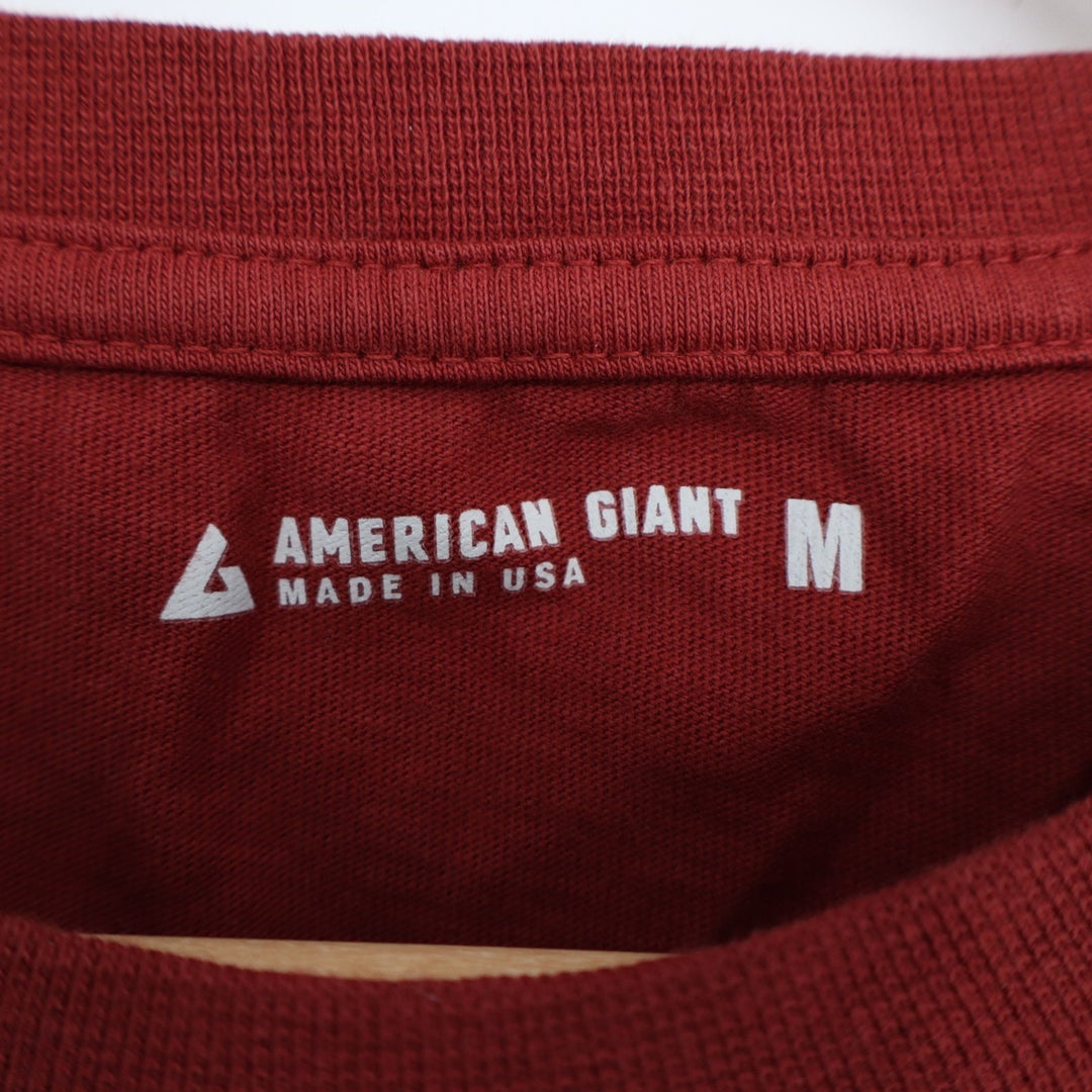 American Giant T-Shirt Mens Medium Red Cotton Front Pocket Crew Neck Pullover