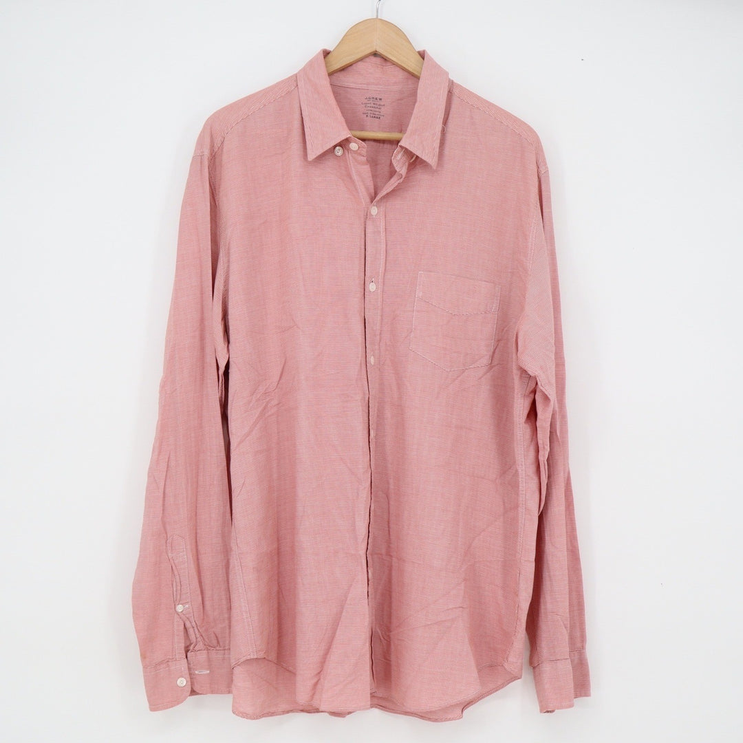 J.Crew Shirt Mens XL Lightweight Chambray Red Button-Down Striped Excellent