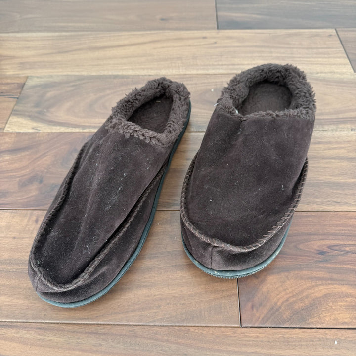 Mukluks Slippers Mens Size Large 12-13 Brown Faux Fur Moccasin Casual Slip On
