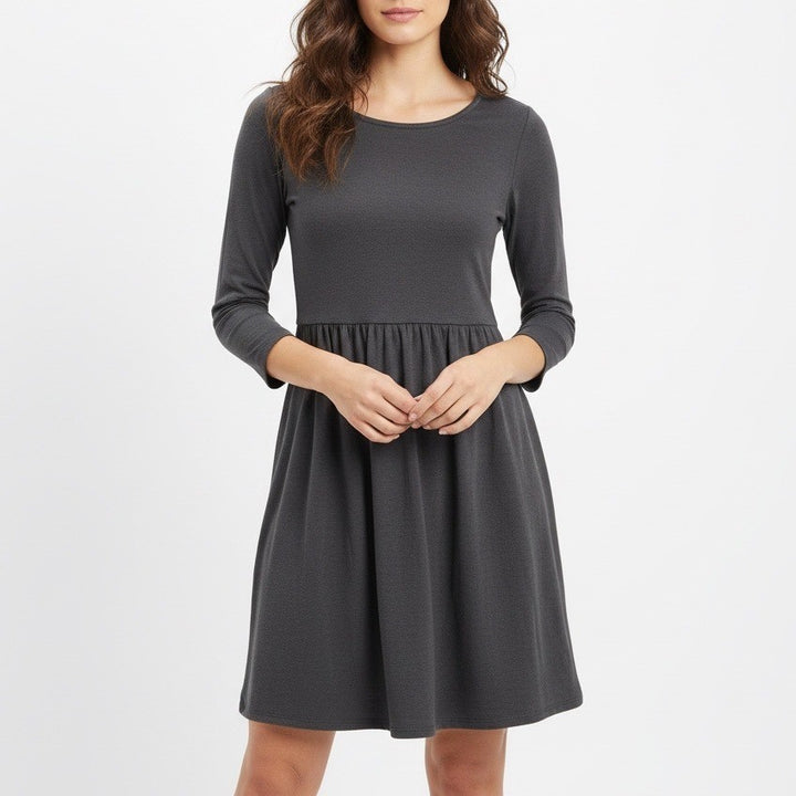 Collective Concepts Gray Knit Fit Flare Dress With Keyhole Back Size S