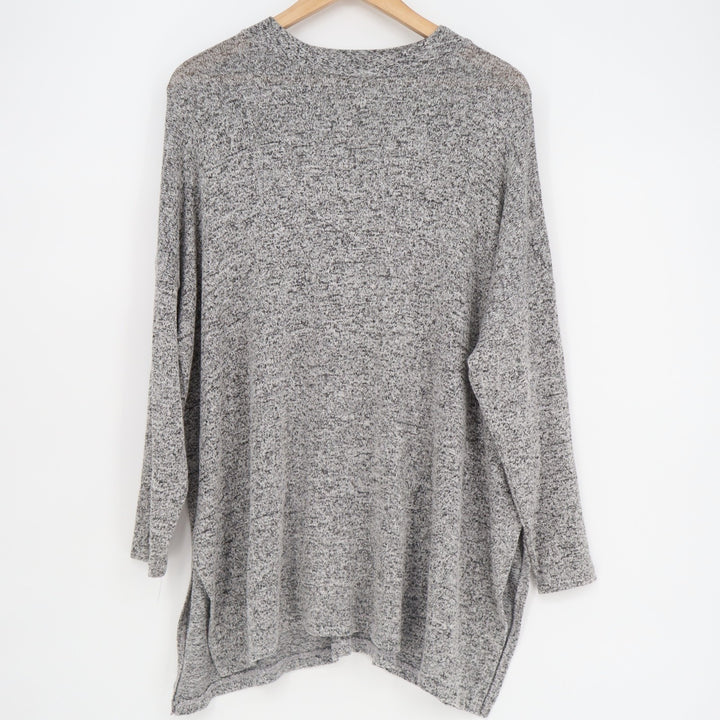 Atmosphere Sweater Women Small Heather Gray Boucle Knit High Low Hem Long Sleeve