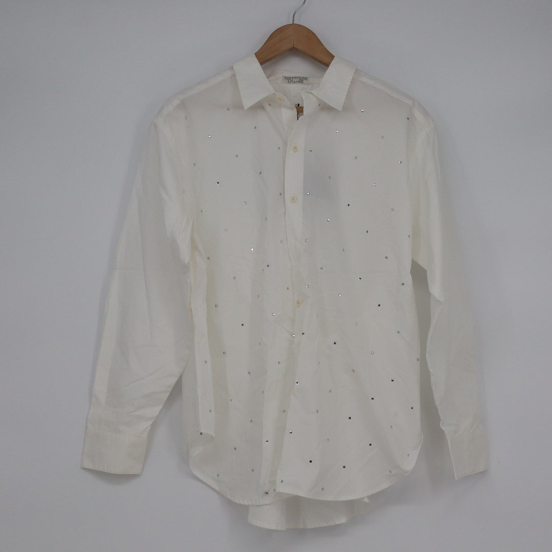 Future Collective White Rhinestone Embellished Cotton Button Down Shirt Mens M